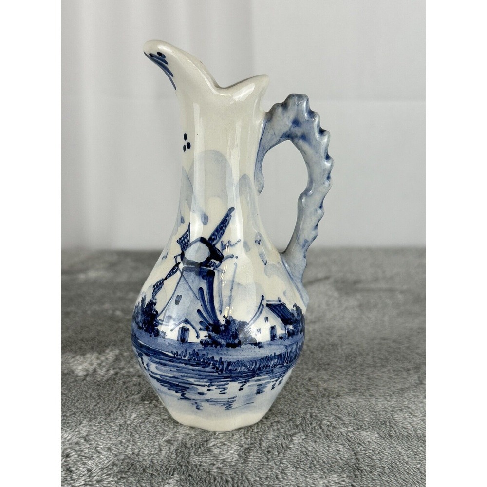Delft Blue Holland Hand Painted 4 inch Pitcher Windmill.